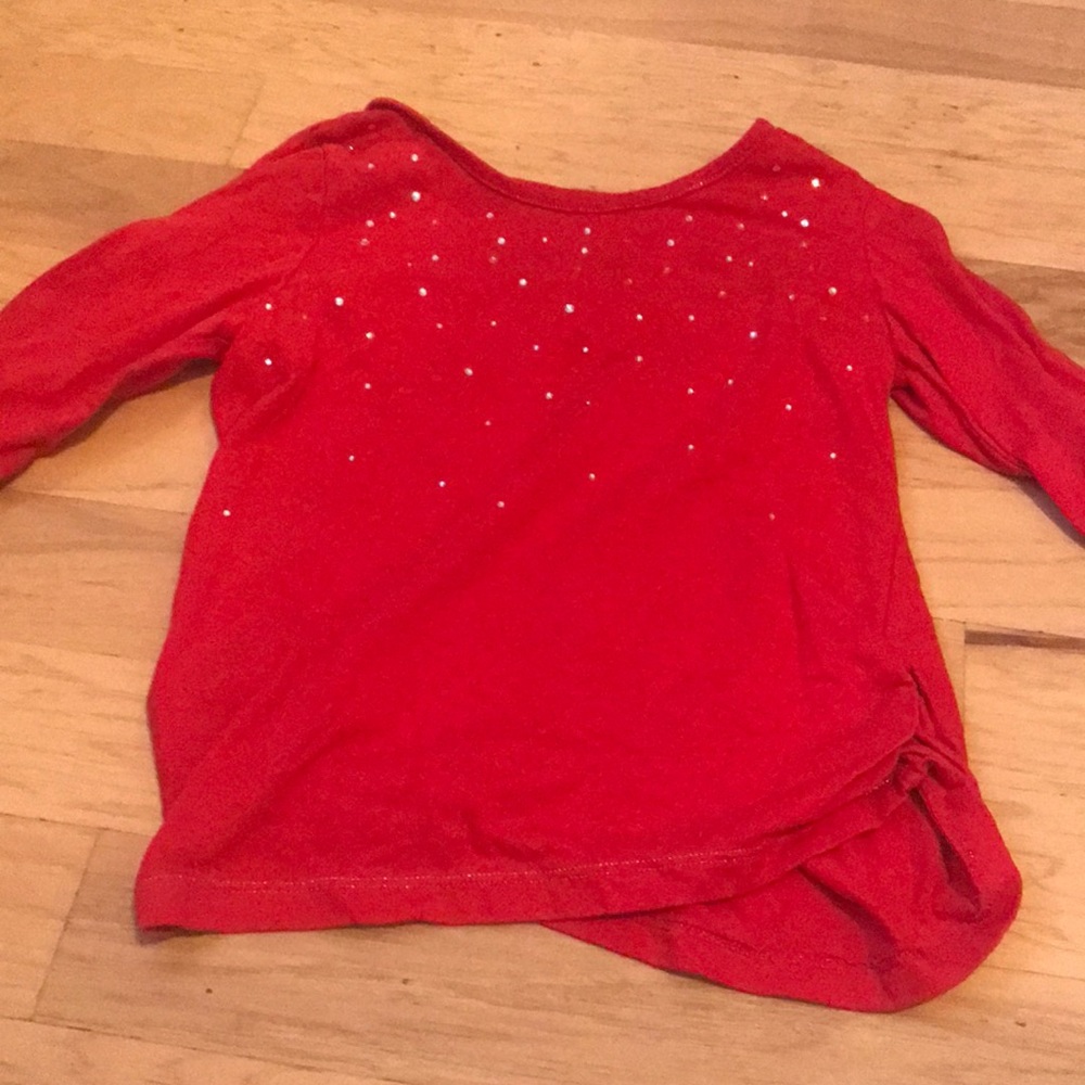 Red shirt for girls with gemstones on top